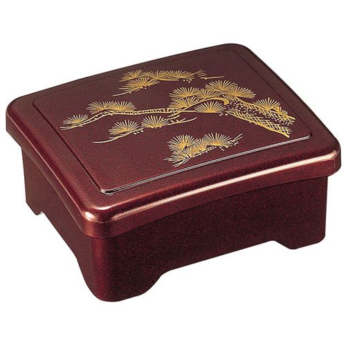731-862-2 / 금은노송 갈색 사각 덮밥그릇(뚜껑포함) / 164×132×80 / 칠기몰